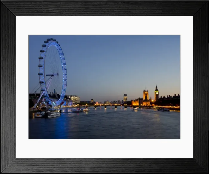Framed Print : Houses of Parliament, Westminster and London Eye at dusk, London, England, United Kingdom, Europe Framed Print : Houses of Parliament, Westminster and London Eye at dusk, London, England, United Kingdom, Europe