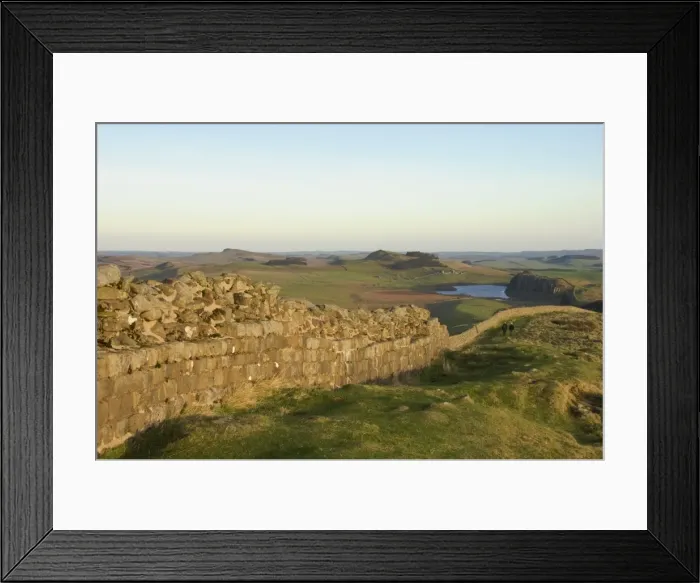 Framed Print : View east to Crag Lough from Windshields Crag to Hotbank Farm and Crags, Hadrians Wall, UNESCO World Heritage Site, Northumbria National Park, Northumbria, England, United Kingdom, Europe Framed Print : View east to Crag Lough from Windshields Crag to Hotbank Farm and Crags, Hadrians Wall, UNESCO World Heritage Site, Northumbria National Park, Northumbria, England, United Kingdom, Europe