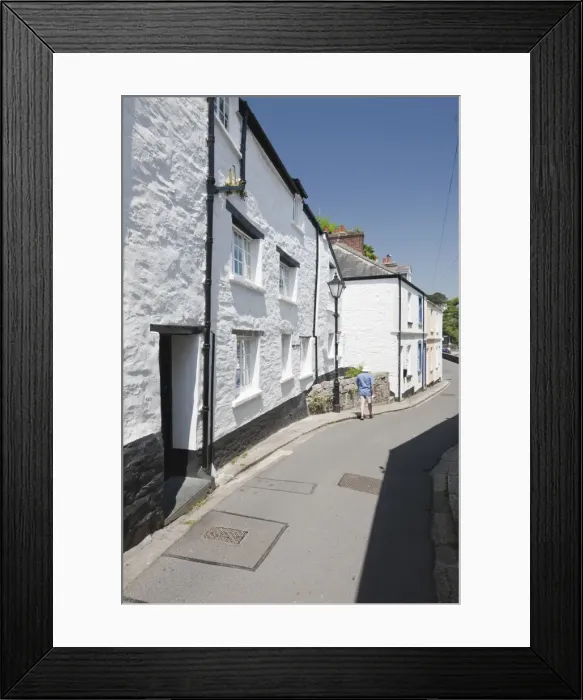 Framed Print : Traditional houses on a back street in Fowey, Cornwall, England, United Kingdom, Europe Framed Print : Traditional houses on a back street in Fowey, Cornwall, England, United Kingdom, Europe