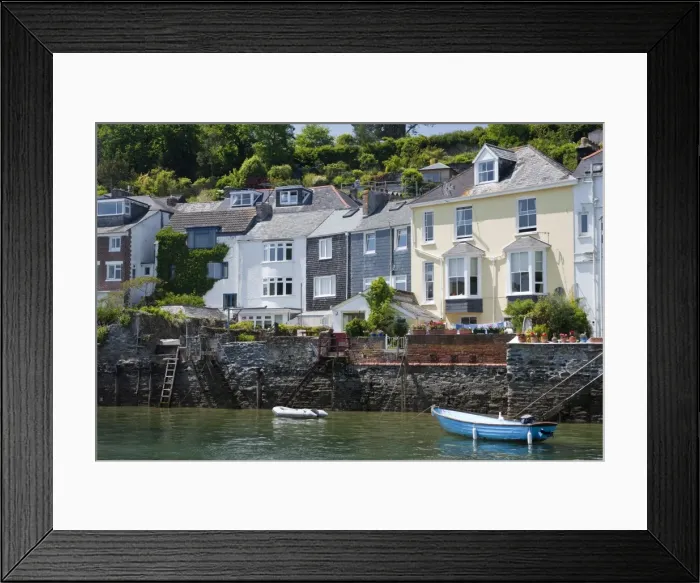 Framed Print : Houses on the waters edge in Fowey, Cornwall, England, United Kingdom, Europe