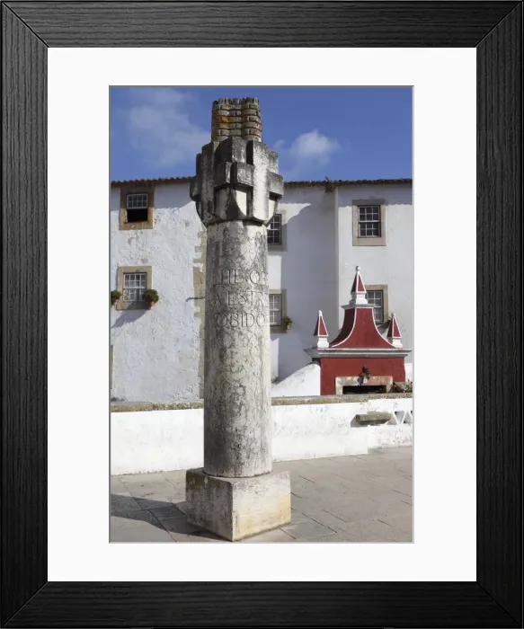 Framed Print : Inscribed column at the entrance gate to the medieval walled city of Obidos, Estremadura, Portugal, Europe Framed Print : Inscribed column at the entrance gate to the medieval walled city of Obidos, Estremadura, Portugal, Europe