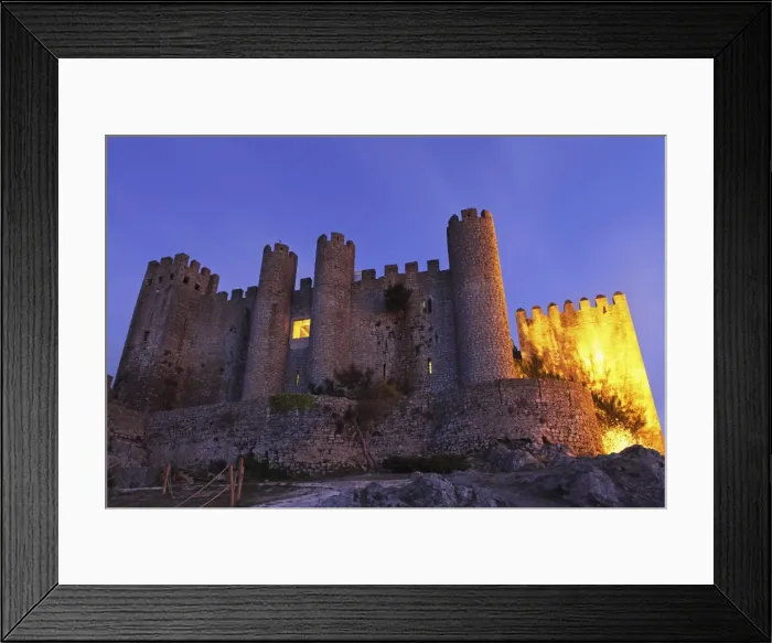 Framed Print : Obidos castle, today used as a luxury Pousada hotel, partially illuminated at night, Obidos, Estremadura, Portugal, Europe Framed Print : Obidos castle, today used as a luxury Pousada hotel, partially illuminated at night, Obidos, Estremadura, Portugal, Europe