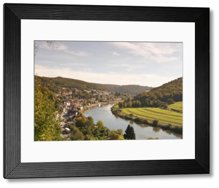Framed Print : View of the Neckar River and Neckarsteinach from Hinterburg Castle, Hesse, Germany, Europe Framed Print : View of the Neckar River and Neckarsteinach from Hinterburg Castle, Hesse, Germany, Europe