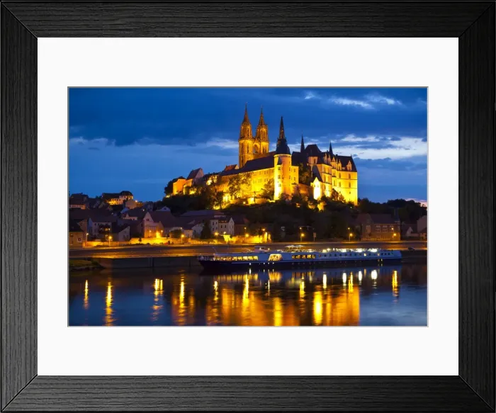 Framed Print : Castle of Meissen at night above the River Elbe, Saxony, Germany, Europe Framed Print : Castle of Meissen at night above the River Elbe, Saxony, Germany, Europe