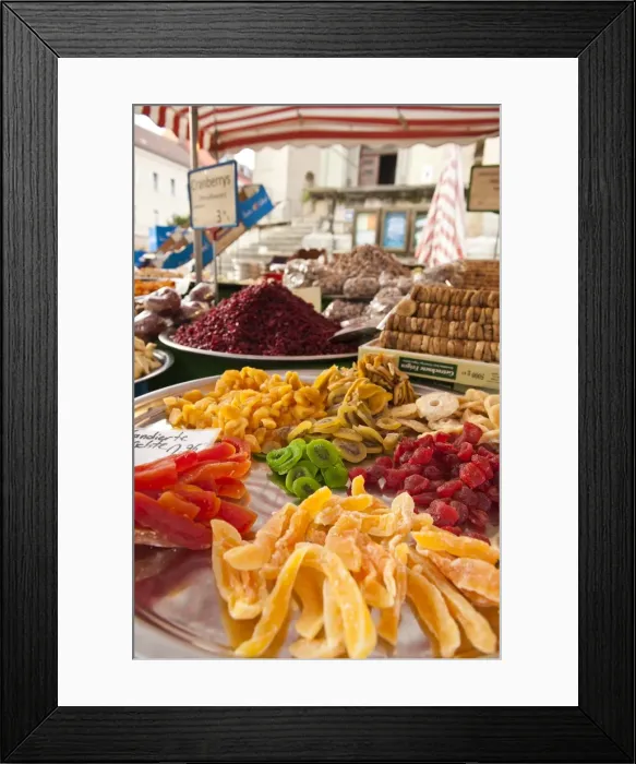 Framed Print : Candied fruits in local market in Regensburg, Bavaria, Germany, Europe Framed Print : Candied fruits in local market in Regensburg, Bavaria, Germany, Europe