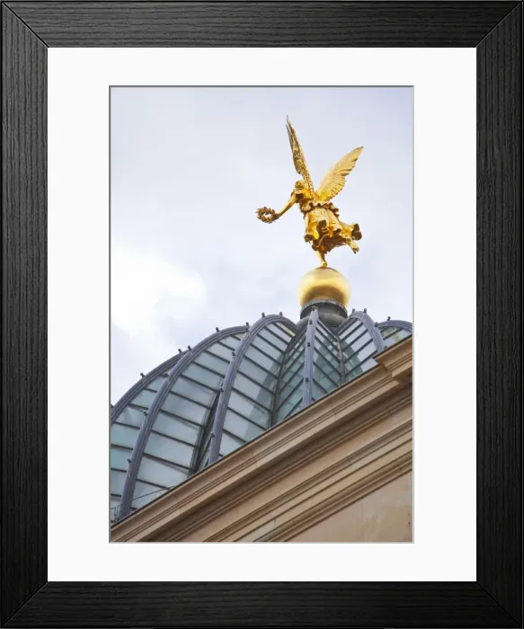 Framed Print : Golden statue on top of the Cathedral, Dresden, Saxony, Germany, Europe