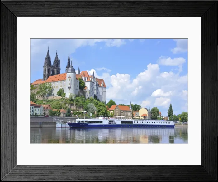 Framed Print : Cruise ship on the Elbe before the Albrechtsburg in Meissen, Saxony, Germany, Europe Framed Print : Cruise ship on the Elbe before the Albrechtsburg in Meissen, Saxony, Germany, Europe