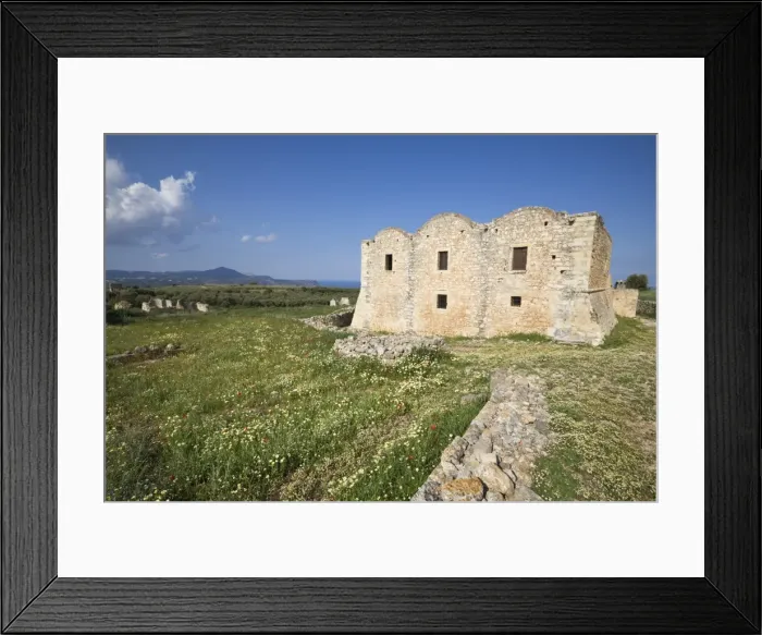 Framed Print : Monastery of Ayios Ioannis Theologos with spring flowers, Aptera, Chania region, Crete, Greek Islands, Greece, Europe