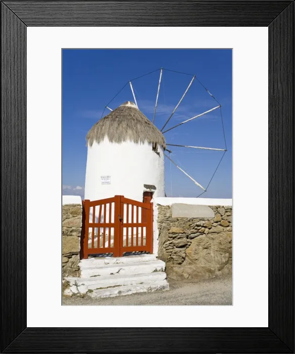 Framed Print : Bonis Windmill at the Folklore Museum in Mykonos Town, Island of Mykonos, Cyclades, Greek Islands, Greece, Europe Framed Print : Bonis Windmill at the Folklore Museum in Mykonos Town, Island of Mykonos, Cyclades, Greek Islands, Greece, Europe
