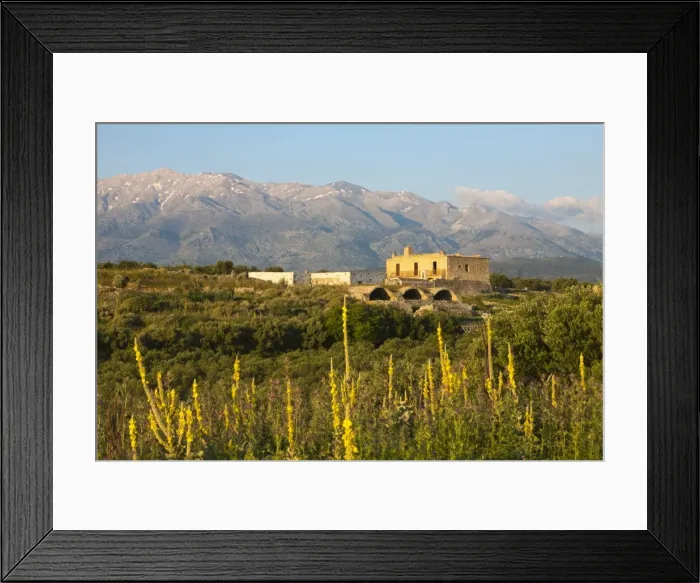 Framed Print : Monastery of Ayios Ioannis Theologos and White Mountains in spring, Aptera, Chania region, Crete, Greek Islands, Greece, Europe Framed Print : Monastery of Ayios Ioannis Theologos and White Mountains in spring, Aptera, Chania region, Crete, Greek Islands, Greece, Europe