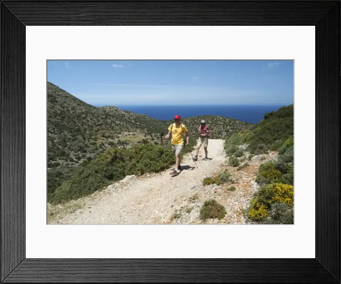 Framed Print : Walkers on coastal walk, Akrotiri Peninsula, Chania region, Crete, Greek Islands, Greece, Europe Framed Print : Walkers on coastal walk, Akrotiri Peninsula, Chania region, Crete, Greek Islands, Greece, Europe