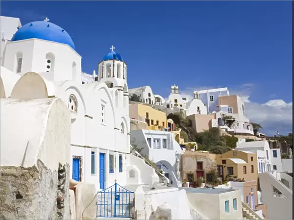 Greek Orthodox Church in Oia village, Santorini Island, Cyclades, Greek Islands, Greece, Europe