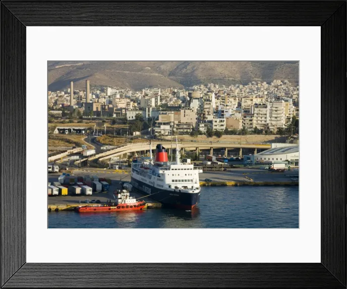 Framed Print : Ferry in Port of Piraeus, Athens, Greece, Europe Framed Print : Ferry in Port of Piraeus, Athens, Greece, Europe