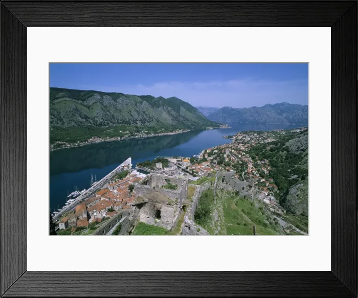 Framed Print : View over old town and bay from fortress of St. Ivan, Kotor, UNESCO World Heritage Site, The Boka Kotorska (Bay of Kotor), Montenegro, Europe Framed Print : View over old town and bay from fortress of St. Ivan, Kotor, UNESCO World Heritage Site, The Boka Kotorska (Bay of Kotor), Montenegro, Europe