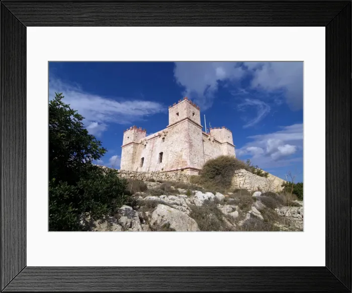 Framed Print : Red Tower, Marfa Ridge, Malta, Mediterranean, Europe Framed Print : Red Tower, Marfa Ridge, Malta, Mediterranean, Europe
