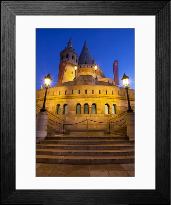 Framed Print : Turrets of Fishermens Bastion (Halaszbastya) at night, Buda, Budapest, Hungary, Europe Framed Print : Turrets of Fishermens Bastion (Halaszbastya) at night, Buda, Budapest, Hungary, Europe