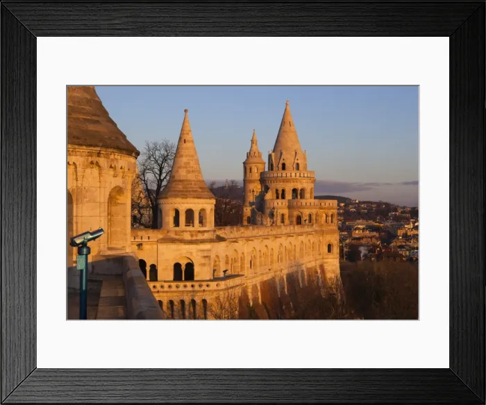 Framed Print : Turrets of Fishermens Bastion (Halaszbastya) at dawn, Buda, Budapest, Hungary, Europe Framed Print : Turrets of Fishermens Bastion (Halaszbastya) at dawn, Buda, Budapest, Hungary, Europe