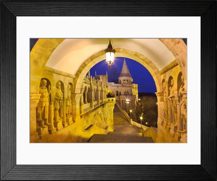 Framed Print : Fishermens Bastion (Halaszbastya) at dusk, Buda, Budapest, Hungary, Europe Framed Print : Fishermens Bastion (Halaszbastya) at dusk, Buda, Budapest, Hungary, Europe