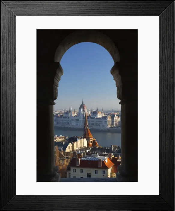 Framed Print : Parliament (Orszaghaz) and River Danube through arches of Fishermens Bastion (Halaszbastya), UNESCO World Heritage Site, Buda, Budapest, Hungary, Europe Framed Print : Parliament (Orszaghaz) and River Danube through arches of Fishermens Bastion (Halaszbastya), UNESCO World Heritage Site, Buda, Budapest, Hungary, Europe