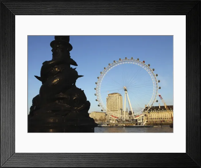 Framed Print : Ornate fish lamppost on the Embankment, by the River Thames, opposite the London Eye, Westminster, London, England, United Kingdom, Europe