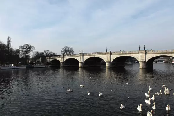 Kingston Bridge spans the River Thames at Kingston-upon-Thames, a suburb of London, England, United Kingdom, Europe