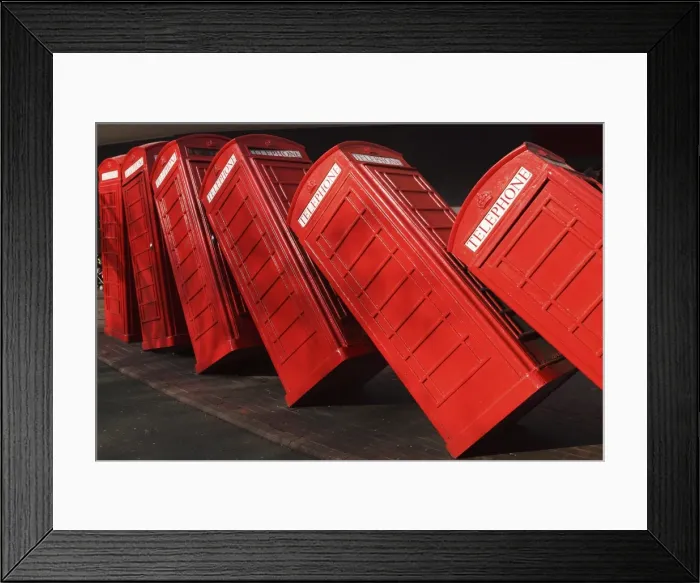 Framed Print : British red K2 telephone boxes, David Machs Out of Order sculpture, at Kingston-upon-Thames, a suburb of London, England, United Kingdom, Europe Framed Print : British red K2 telephone boxes, David Machs Out of Order sculpture, at Kingston-upon-Thames, a suburb of London, England, United Kingdom, Europe