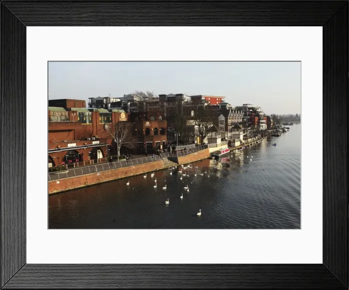 Framed Print : Riverside pubs and bars during late afternoon by the River Thames at Kingston-upon-Thames, a suburb of London, England, United Kingdom, Europe Framed Print : Riverside pubs and bars during late afternoon by the River Thames at Kingston-upon-Thames, a suburb of London, England, United Kingdom, Europe