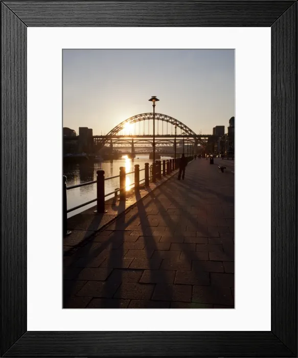 Framed Print : Tyne Bridge at sunset, spanning the River Tyne between Newcastle and Gateshead, Tyne and Wear, England, United Kingdom, Europe