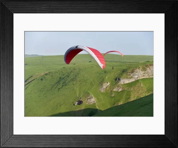 Framed Print : Paragliding off Mam Tor, Derbyshire, Peak District, England, United Kingdom, Europe Framed Print : Paragliding off Mam Tor, Derbyshire, Peak District, England, United Kingdom, Europe