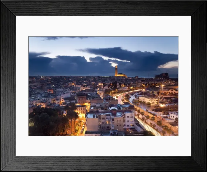 Framed Print : View over city with the Hassan II Mosque, the third largest mosque in the world in the bakcground, Casablanca, Morocco, North Africa, Africa Framed Print : View over city with the Hassan II Mosque, the third largest mosque in the world in the bakcground, Casablanca, Morocco, North Africa, Africa
