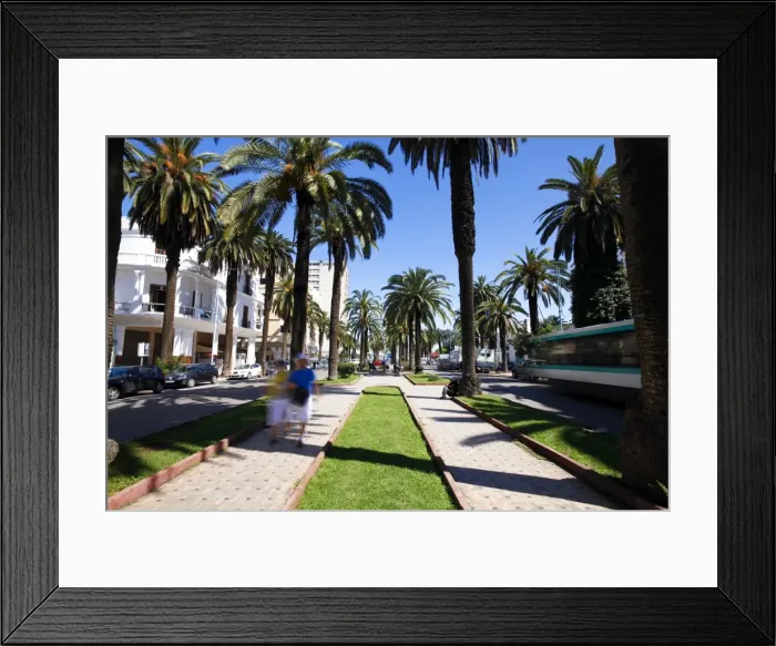 Framed Print : The Boulevard de Rachidi, a typical wide tree lined street in the smart Lusitania district, Casablanca, Morocco, North Africa, Africa Framed Print : The Boulevard de Rachidi, a typical wide tree lined street in the smart Lusitania district, Casablanca, Morocco, North Africa, Africa
