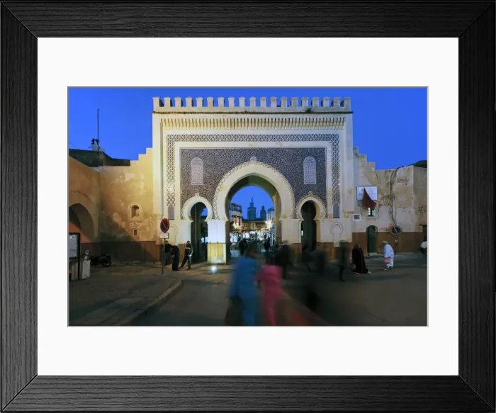 Framed Print : Blue tiled archway of the Bab Bou Jeloud city gate to medina, Fez, Middle Atlas, Morocco, Africa Framed Print : Blue tiled archway of the Bab Bou Jeloud city gate to medina, Fez, Middle Atlas, Morocco, Africa
