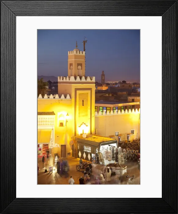 Framed Print : Mosque at dusk, Place Jemaa El Fna, Marrakesh, Morocco, North Africa, Africa Framed Print : Mosque at dusk, Place Jemaa El Fna, Marrakesh, Morocco, North Africa, Africa