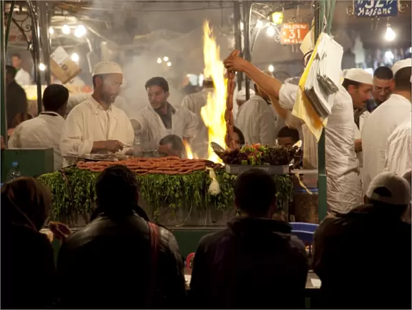 Market food stall, Place Jemaa El Fna, Marrakesh, Morocco, North Africa, Africa