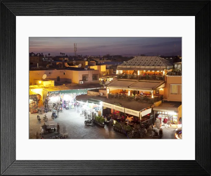 Framed Print : View over market square at dusk, Place Jemaa El Fna, Marrakesh, Morocco, North Africa, Africa Framed Print : View over market square at dusk, Place Jemaa El Fna, Marrakesh, Morocco, North Africa, Africa