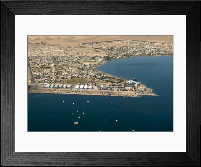 Framed Print : Aerial view of Walvis Bay, Skeleton Coast, Namib Desert, Namibia, Africa Framed Print : Aerial view of Walvis Bay, Skeleton Coast, Namib Desert, Namibia, Africa