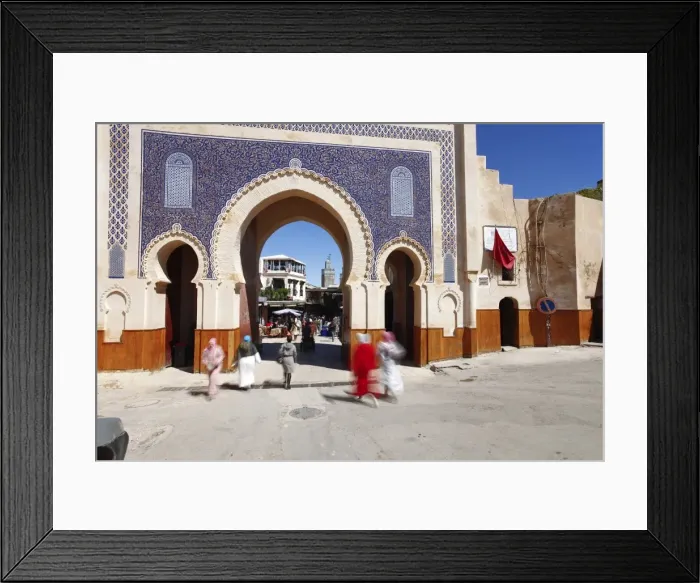 Framed Print : Entrance to the Medina, Souq, Bab Boujeloud (Bab Bou Jeloud) (Blue Gate), Fez, Morocco, North Africa, Africa Framed Print : Entrance to the Medina, Souq, Bab Boujeloud (Bab Bou Jeloud) (Blue Gate), Fez, Morocco, North Africa, Africa