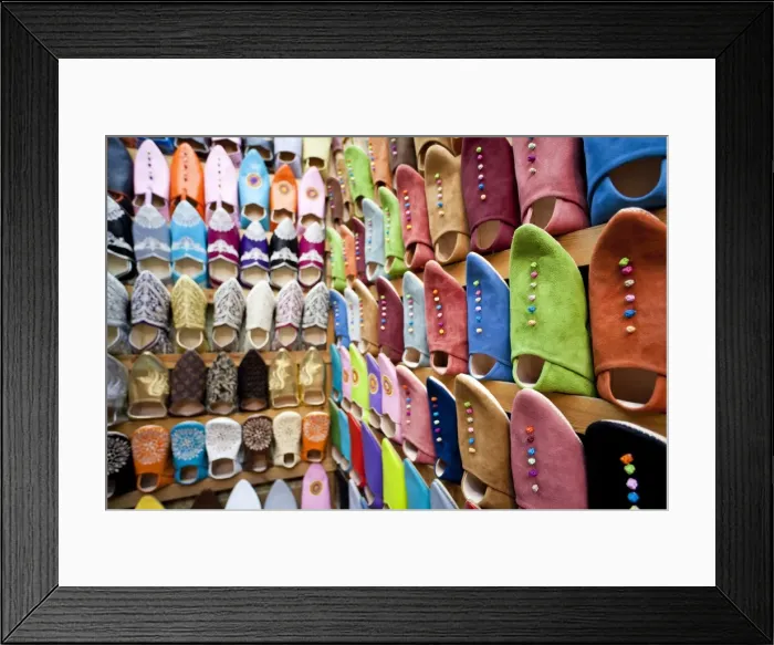 Framed Print : Soft leather Moroccan slippers in the Souk, Medina, Marrakesh, Morocco, North Africa, Africa Framed Print : Soft leather Moroccan slippers in the Souk, Medina, Marrakesh, Morocco, North Africa, Africa