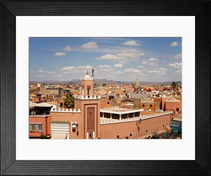 Framed Print : Elevated view over the Djemaa el-Fna, Marrakech (Marrakesh), Morocco, North Africa, Africa