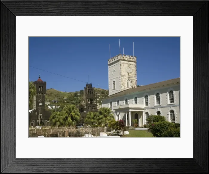 Framed Print : Anglican cathedral on the right in the foreground, with the Roman Catholic cathedral on the left, Kingstown, St. Vincent, St. Vincent and the Grenadines, West Indies, Caribbean, Central America Framed Print : Anglican cathedral on the right in the foreground, with the Roman Catholic cathedral on the left, Kingstown, St. Vincent, St. Vincent and the Grenadines, West Indies, Caribbean, Central America