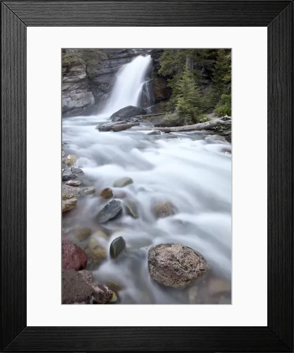 Framed Print : Baring Creek Falls, Glacier National Park, Montana, United States of America, North America Framed Print : Baring Creek Falls, Glacier National Park, Montana, United States of America, North America