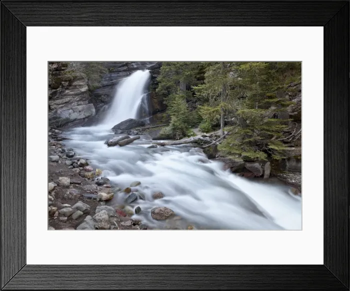 Framed Print : Baring Creek Falls, Glacier National Park, Montana, United States of America, North America Framed Print : Baring Creek Falls, Glacier National Park, Montana, United States of America, North America