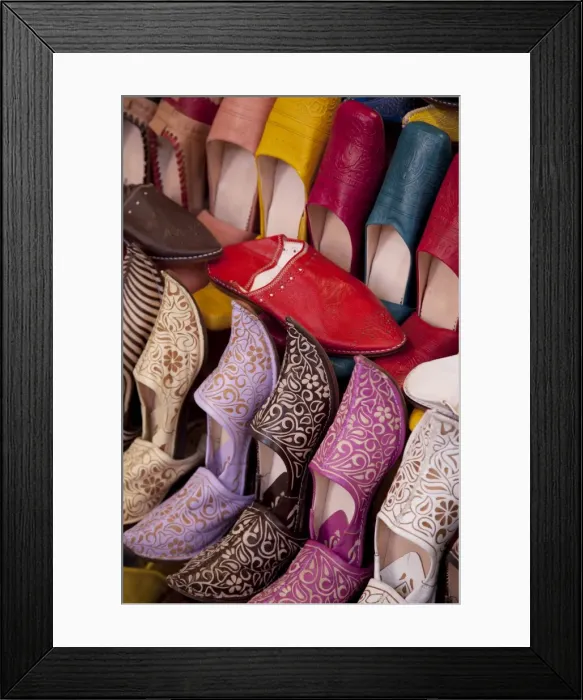 Framed Print : Colourful slippers, Marrakesh, Morocco, North Africa, Africa
