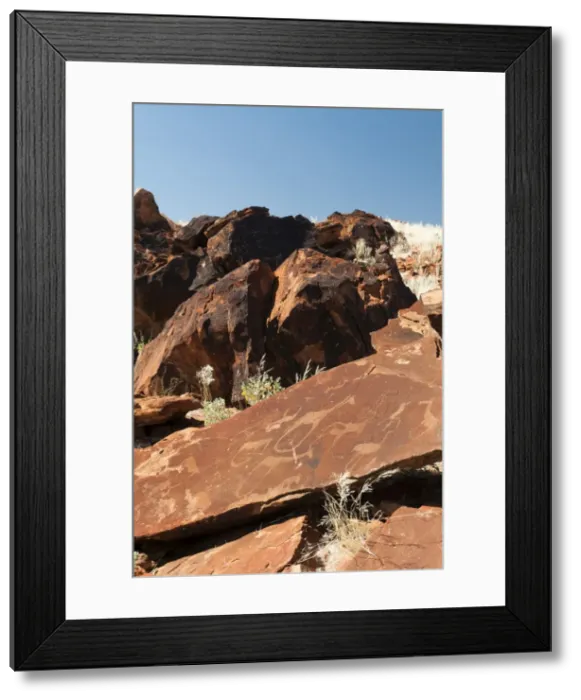 Framed Print : Rock engravings, Huab River Valley, Torra Conservancy, Damaraland, Namibia, Africa Framed Print : Rock engravings, Huab River Valley, Torra Conservancy, Damaraland, Namibia, Africa