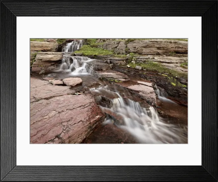 Framed Print : Cascades over red rock, Glacier National Park, Montana, United States of America, North America Framed Print : Cascades over red rock, Glacier National Park, Montana, United States of America, North America