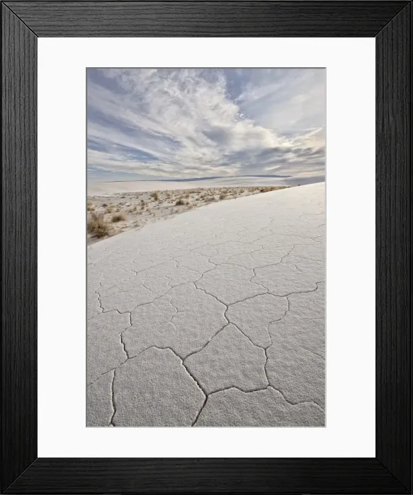 Framed Print : Cracked dunes with clouds, White Sands National Monument, New Mexico, United States of America, North America Framed Print : Cracked dunes with clouds, White Sands National Monument, New Mexico, United States of America, North America