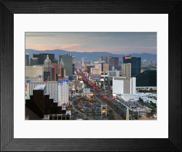 Framed Print : Elevated dusk view of the hotels and casinos along The Strip, Las Vegas, Nevada, United States of America, North America Framed Print : Elevated dusk view of the hotels and casinos along The Strip, Las Vegas, Nevada, United States of America, North America