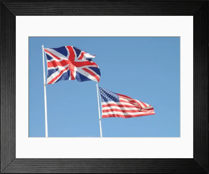 Framed Print : UK and USA Flags, United States of America, North America Framed Print : UK and USA Flags, United States of America, North America