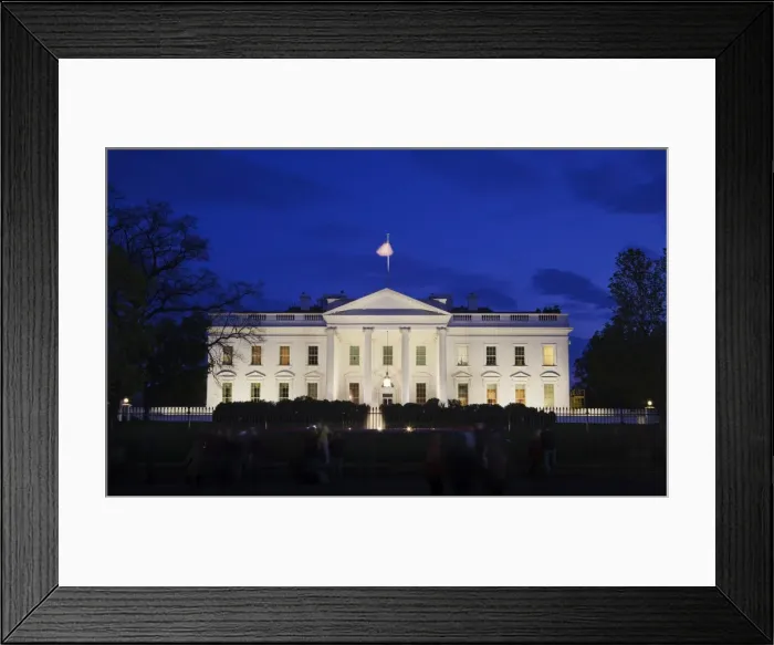 Framed Print : The White House at night with tourists, Washington D. C. United States of America, North America Framed Print : The White House at night with tourists, Washington D. C. United States of America, North America