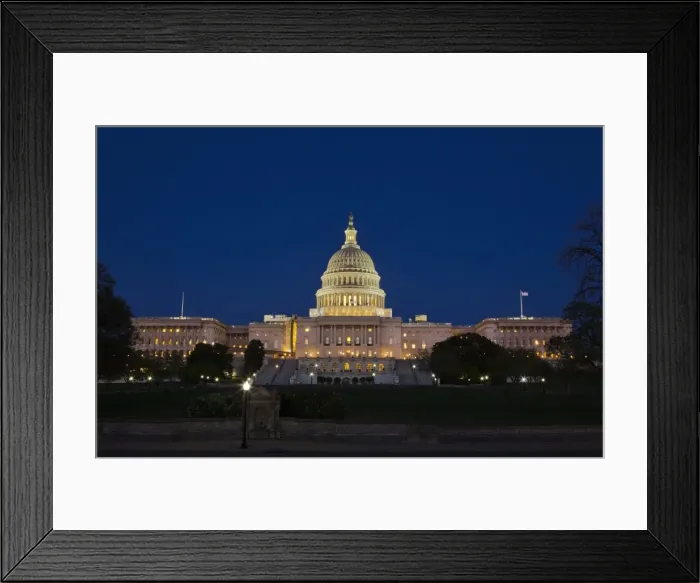 Framed Print : The United States Capitol Complex, the Capitol and the Senate Building showing current renovation work, Washington D. C. United States of America, North America